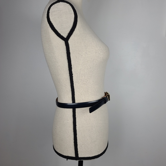 Brooks Brothers Black Leather Solid Brass Gold-Tone Buckle Belt With Logos - Picture 6 of 12